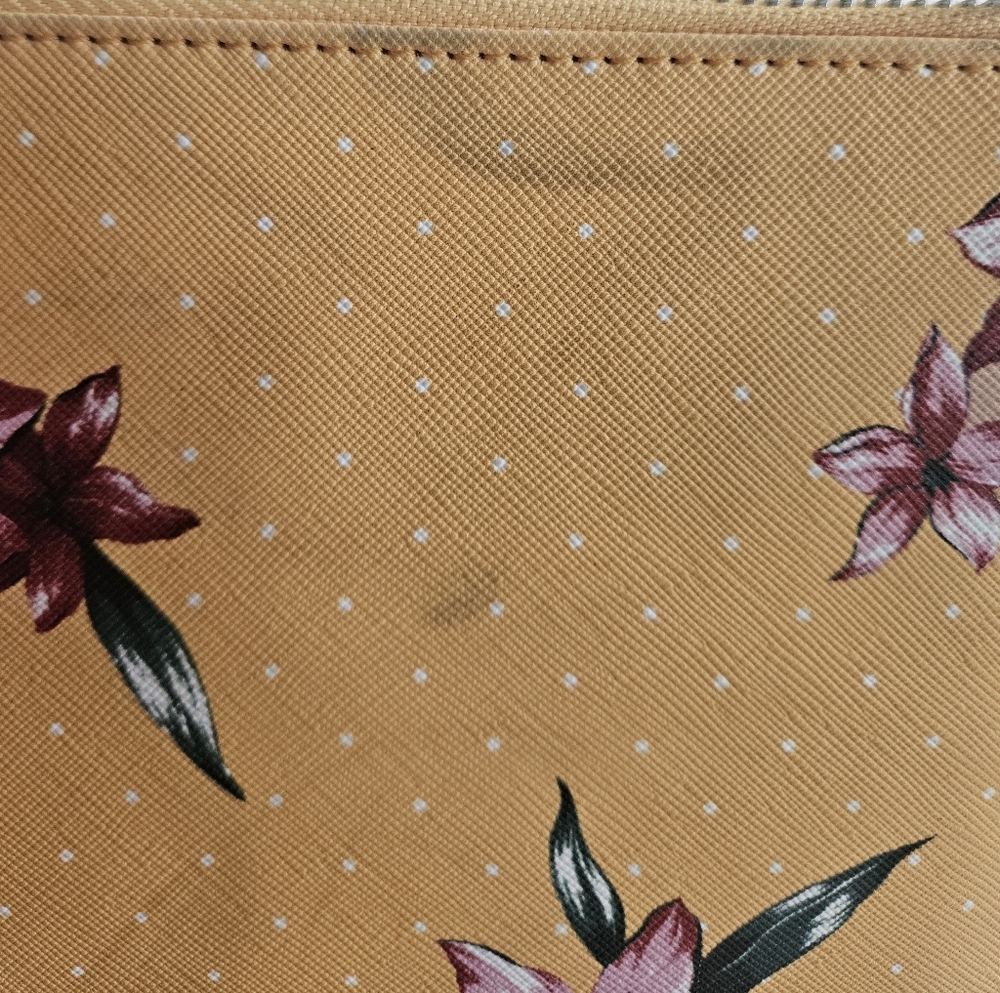 GUESS Mustard Floral Embossed Wristlet - Picture 4 of 5